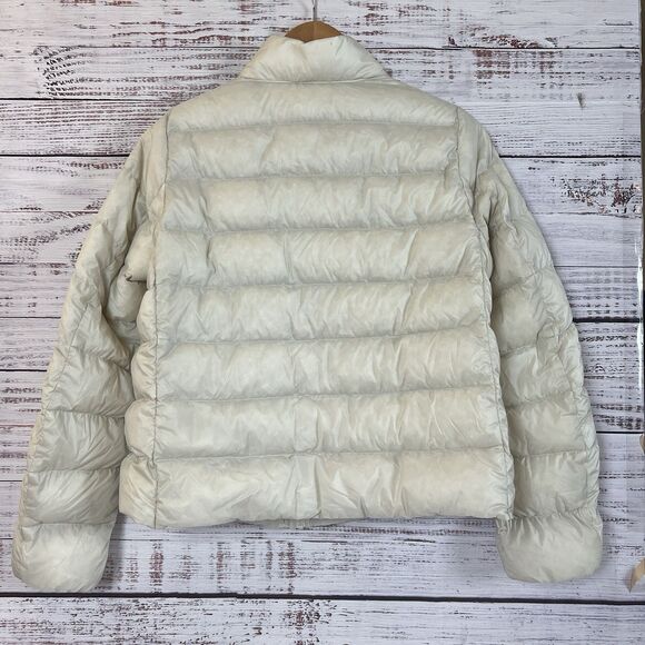 Uniqlo Ultra Light Down Puffer Jacket Women's Off White Cream M Snap - Picture 2 of 7